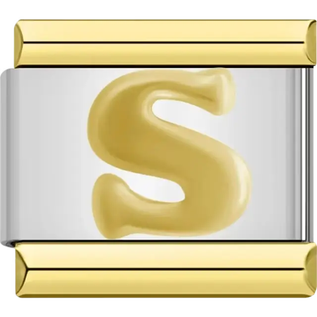Gold letter "S" Italian charm bracelet link