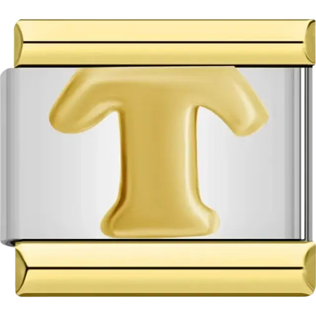 Gold letter "T" Italian charm bracelet link