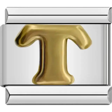 Gold letter T Italian charm bracelet link