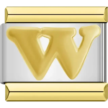 Gold letter "W" Italian charm bracelet link