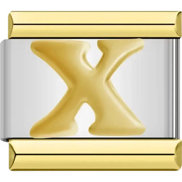 Gold letter "X" Italian charm bracelet link