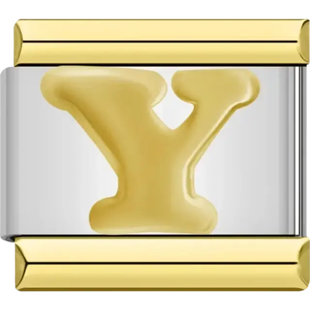 Gold letter "Y" Italian charm bracelet link