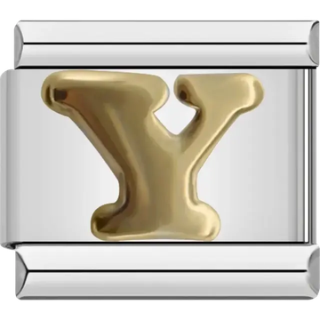 Gold letter Y Italian charm bracelet link