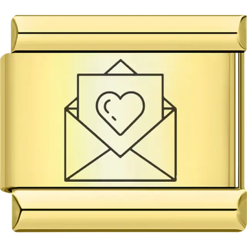 Gold envelope with heart letter Italian charm bracelet link