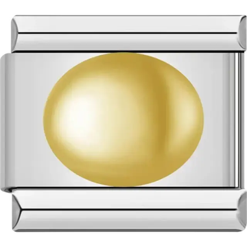 Shiny gold oval centerpiece Italian charm bracelet link