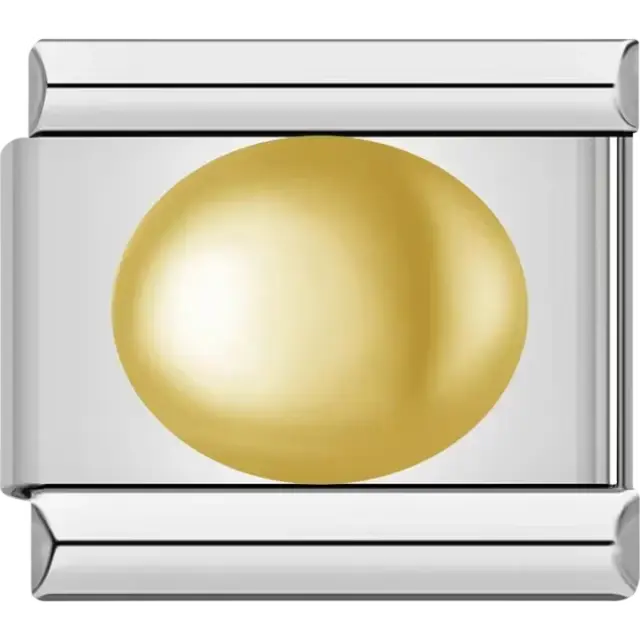 Shiny gold oval centerpiece Italian charm bracelet link