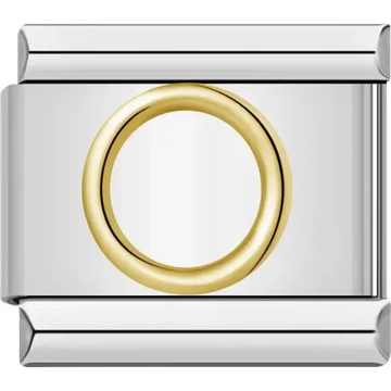 Classic link with a gold circular ring centerpiece Italian charm bracelet link