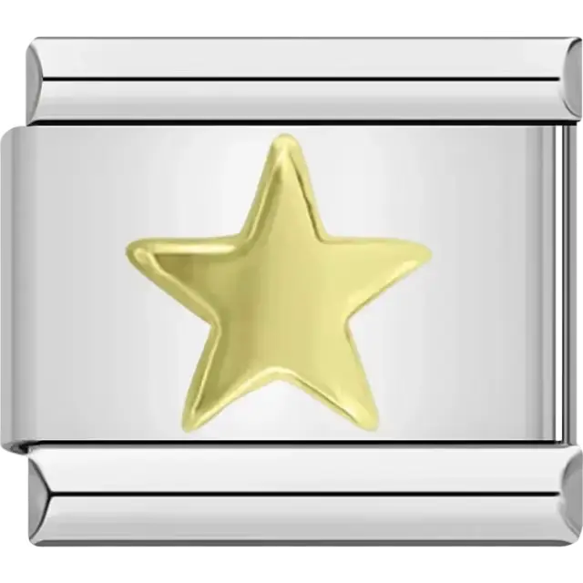 Gold star Italian charm bracelet link