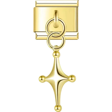 Starburst-shaped dangle Italian charm bracelet link