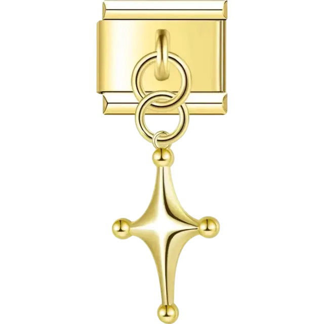 Starburst-shaped dangle Italian charm bracelet link