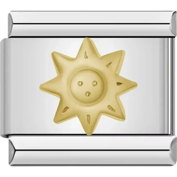 Gold sun design Italian charm bracelet link