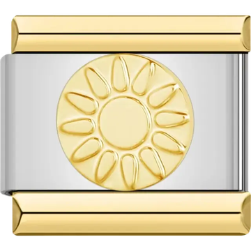 Gold sunflower design Italian charm bracelet link