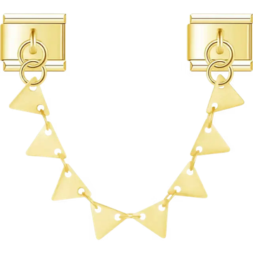 Gold-tone safety chain with small triangle-shaped accents Italian charm bracelet link
