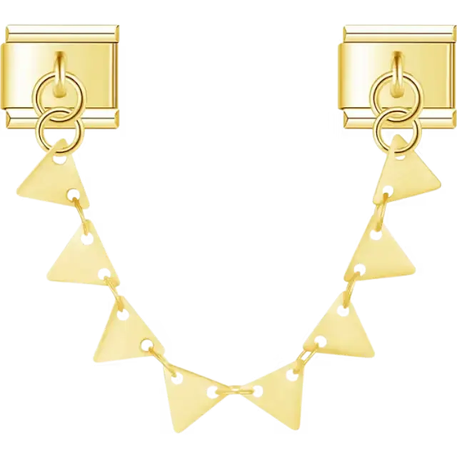 Gold-tone safety chain with small triangle-shaped accents Italian charm bracelet link