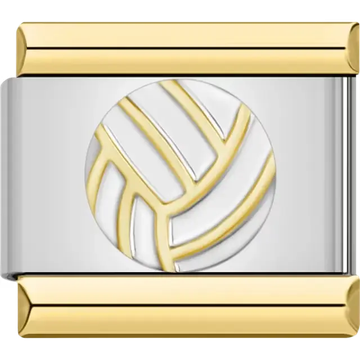 Gold volleyball design Italian charm bracelet link