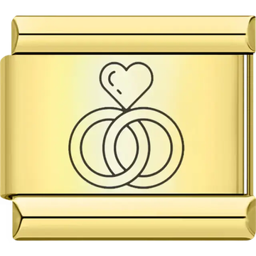 Gold wedding rings with heart design Italian charm bracelet link