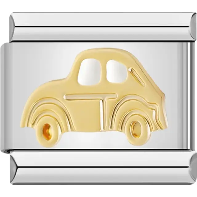 Gold car design Italian charm bracelet link
