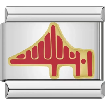 Red Golden Gate Bridge with gold outline Italian charm bracelet link