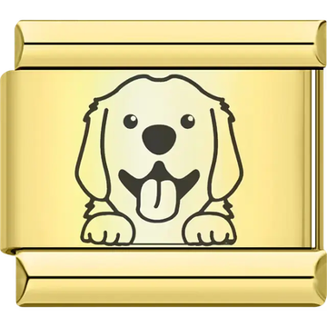 Cartoon Golden Retriever peeking paws Italian charm bracelet link