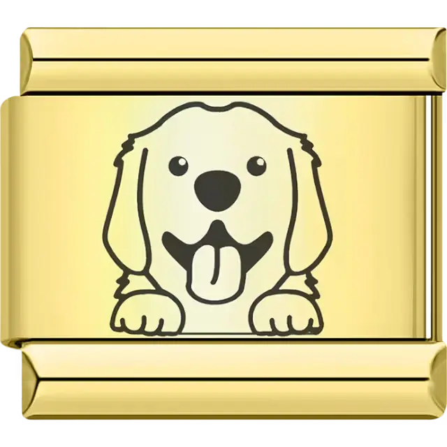 Cartoon Golden Retriever peeking paws Italian charm bracelet link