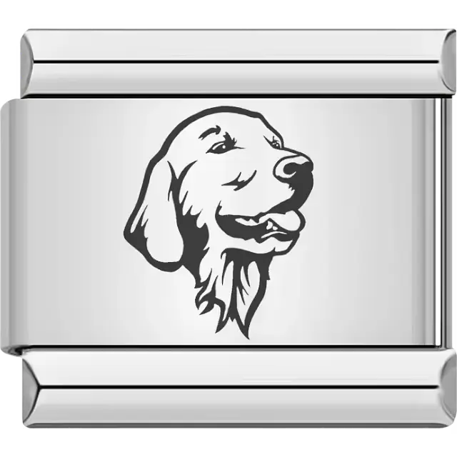 Golden Retriever face outline Italian charm bracelet link