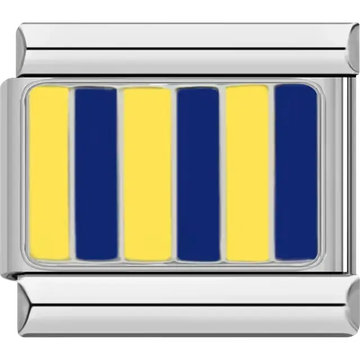 Yellow and blue striped Golf maritime flag meaning "I require a pilot" Italian charm bracelet link