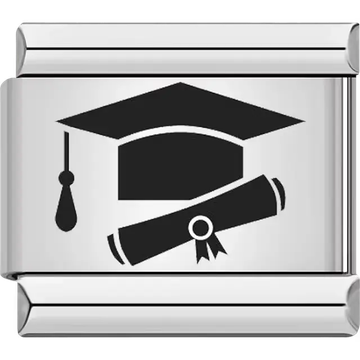 Graduation cap diploma Italian charm bracelet link