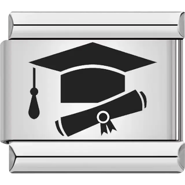 Graduation cap diploma Italian charm bracelet link