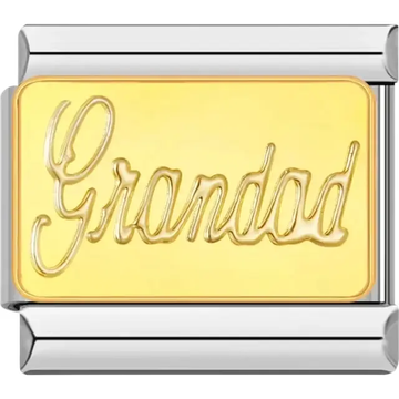 Gold "Grandad" script on a gold background Italian charm bracelet link