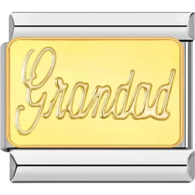 Gold "Grandad" script on a gold background Italian charm bracelet link
