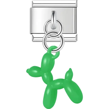 Green balloon dog Italian charm bracelet link