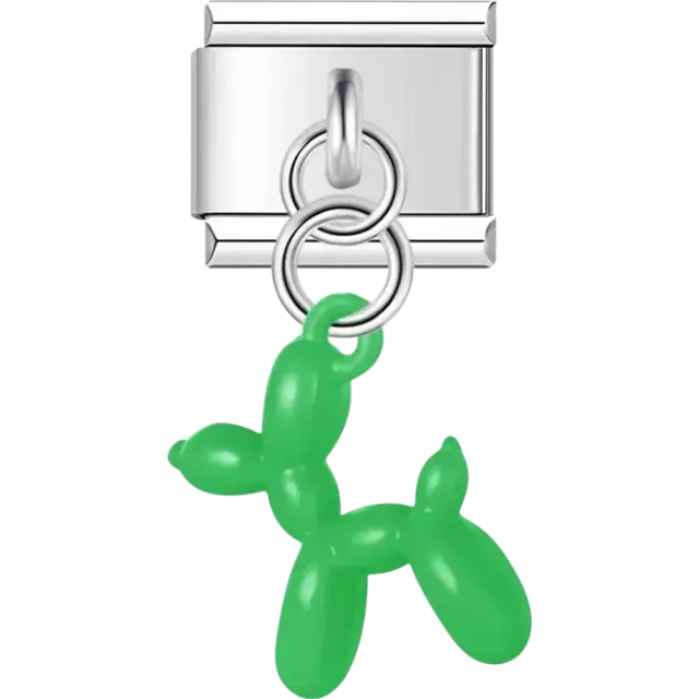 Green balloon dog Italian charm bracelet link