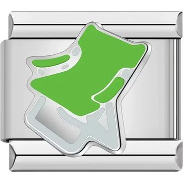 Green beach chair with silver outline in a modern design Italian charm bracelet link