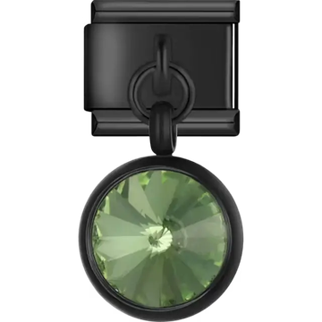 Black green crystal dangle Italian charm bracelet link