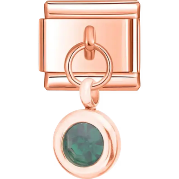 Green round crystal dangle Italian charm bracelet link