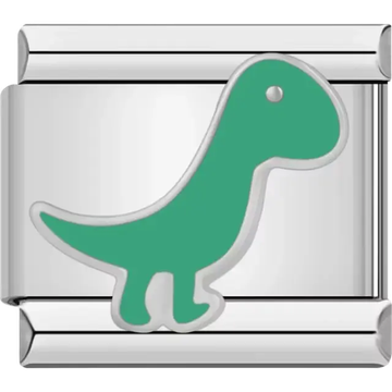 Green dinosaur silhouette Italian charm bracelet link