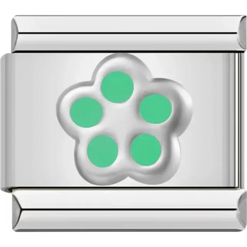 Flower with five green petals Italian charm bracelet link