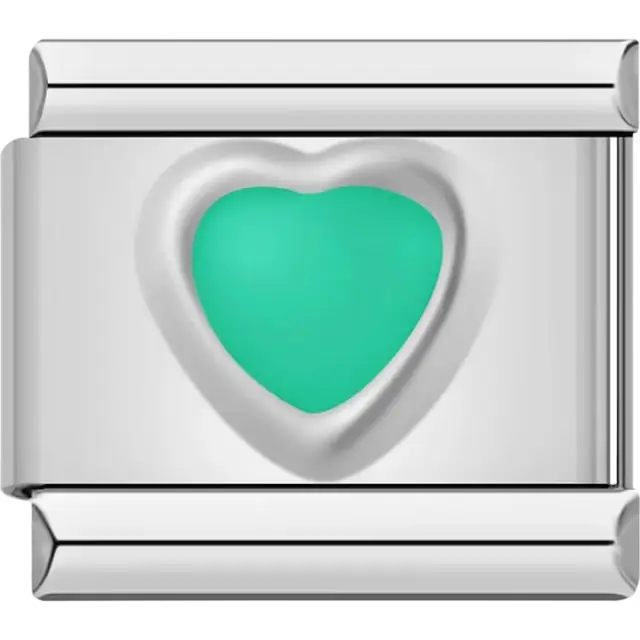 Green heart Italian charm bracelet link