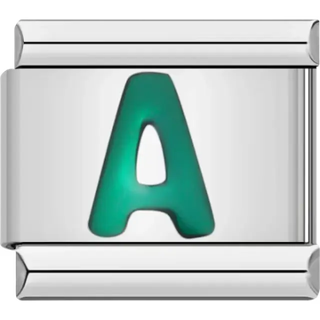 Green letter “A” Italian charm bracelet link