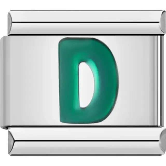 Green letter “D” Italian charm bracelet link