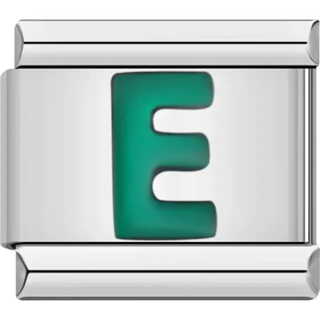 Green letter “E” Italian charm bracelet link