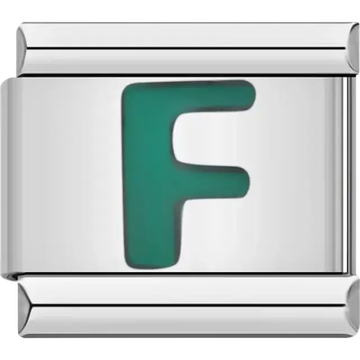 Green letter “F” Italian charm bracelet link