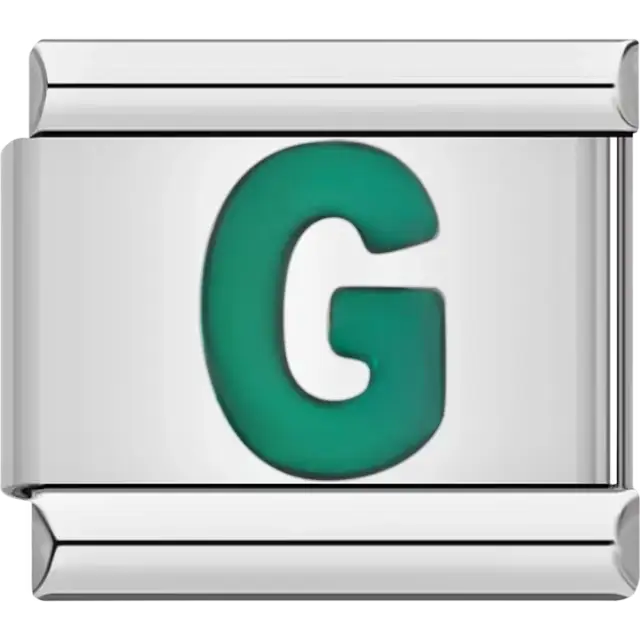 Green letter “G” Italian charm bracelet link