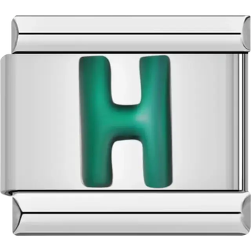 Green letter “H” Italian charm bracelet link