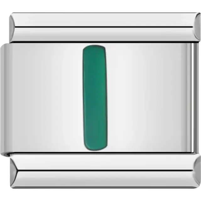 Green letter “I” Italian charm bracelet link