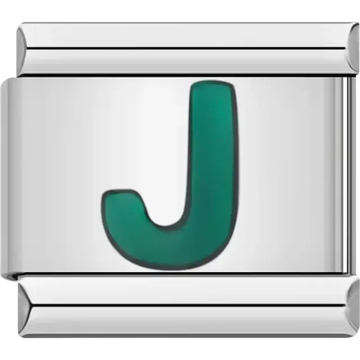Green letter “J” Italian charm bracelet link