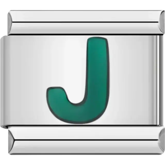 Green letter “J” Italian charm bracelet link