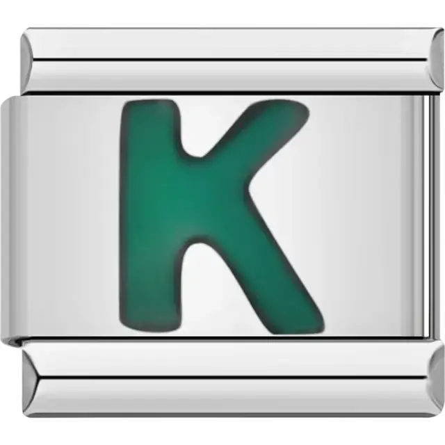 Green letter “K” Italian charm bracelet link