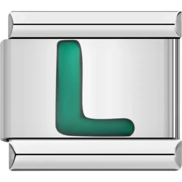 Green letter “L” Italian charm bracelet link