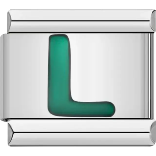 Green letter “L” Italian charm bracelet link